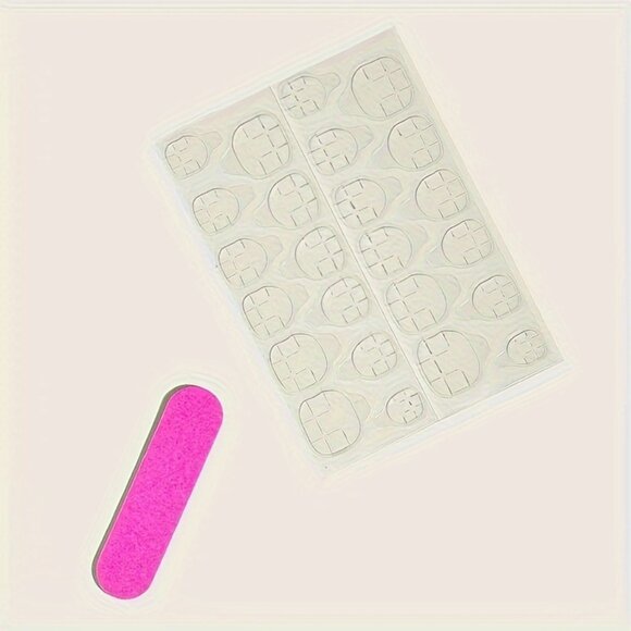 24pcs Glitter Press-On Nails, Bold Blue Shimmer, Jelly Adhesive - Picture 5 of 6